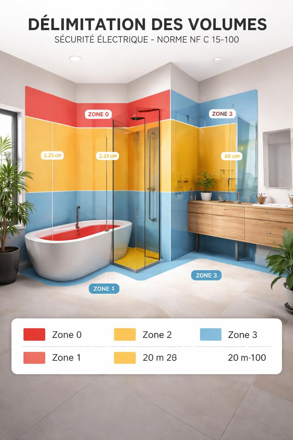 découvrez la norme nf c 15-100 et apprenez à définir les volumes et zones indispensables pour assurer la sécurité électrique dans votre salle de bain.