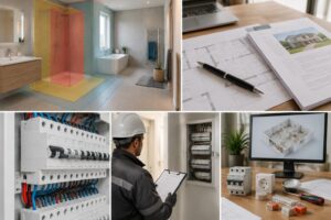 découvrez les volumes 0, 1 et 2 de la salle de bain, les règles électriques à respecter et les équipements adaptés pour sécuriser votre installation.